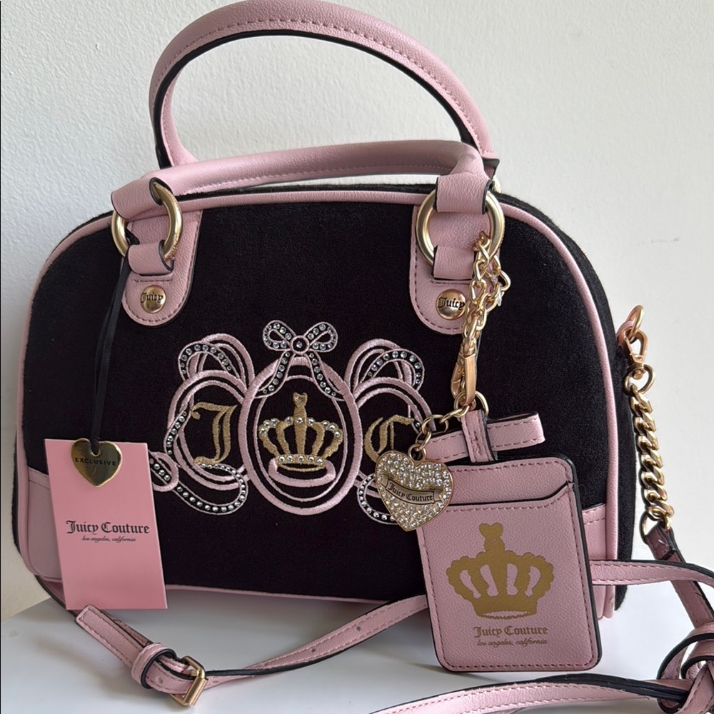 Juicy Couture Black and Pink Satchel with Gold Hardware - Picture 3 of 17
